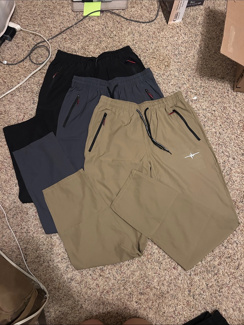 Men's Lightweight Drawstring Joggers - Tan, Gray, Black